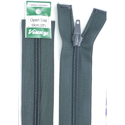 Vizzy Open End Zip 50cm, Colour 63 CHARCOAL