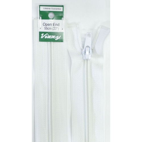 Vizzy Open End Zip 55cm, Colour 01 WHITE