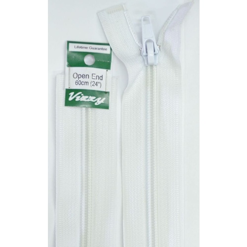 Vizzy Open End Zip 60cm, Colour 01 WHITE