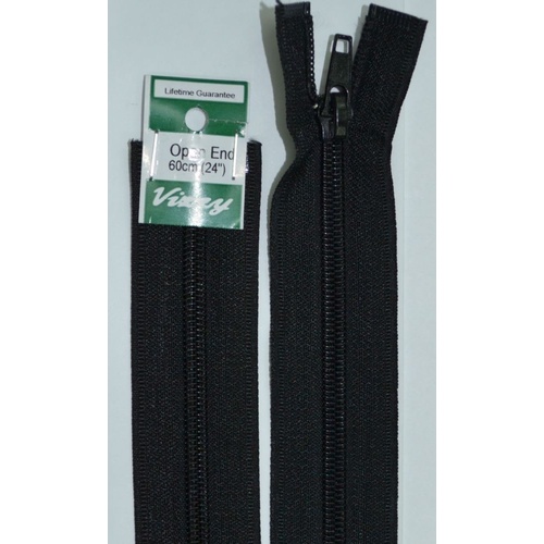 Vizzy Open End Zip 60cm, Colour 02 BLACK