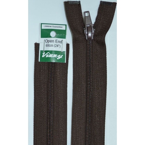 Vizzy Open End Zip 60cm, Colour 14 BROWN