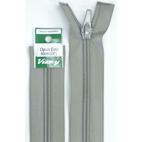 Vizzy Open End Zip 60cm, Colour 61 PEARL GREY