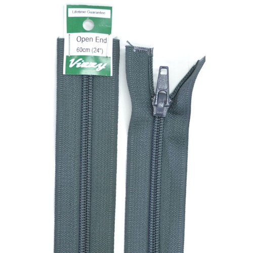 Vizzy Open End Zip 60cm, Colour CHARCOAL
