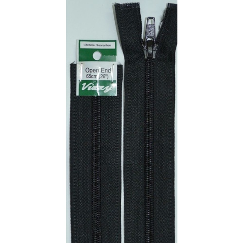 Vizzy Open End Zip 65cm, Colour 02 BLACK