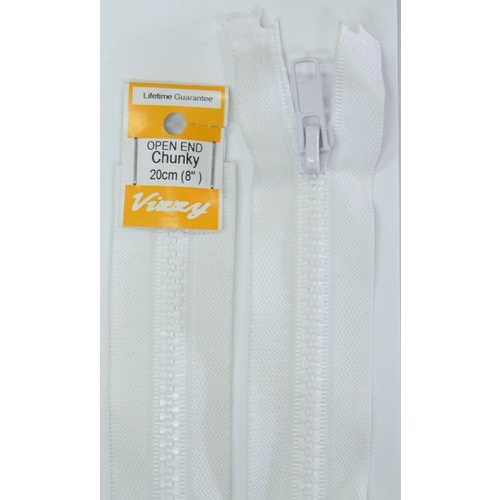 Vizzy Chunky Open End Zip 20cm, Colour 01 WHITE