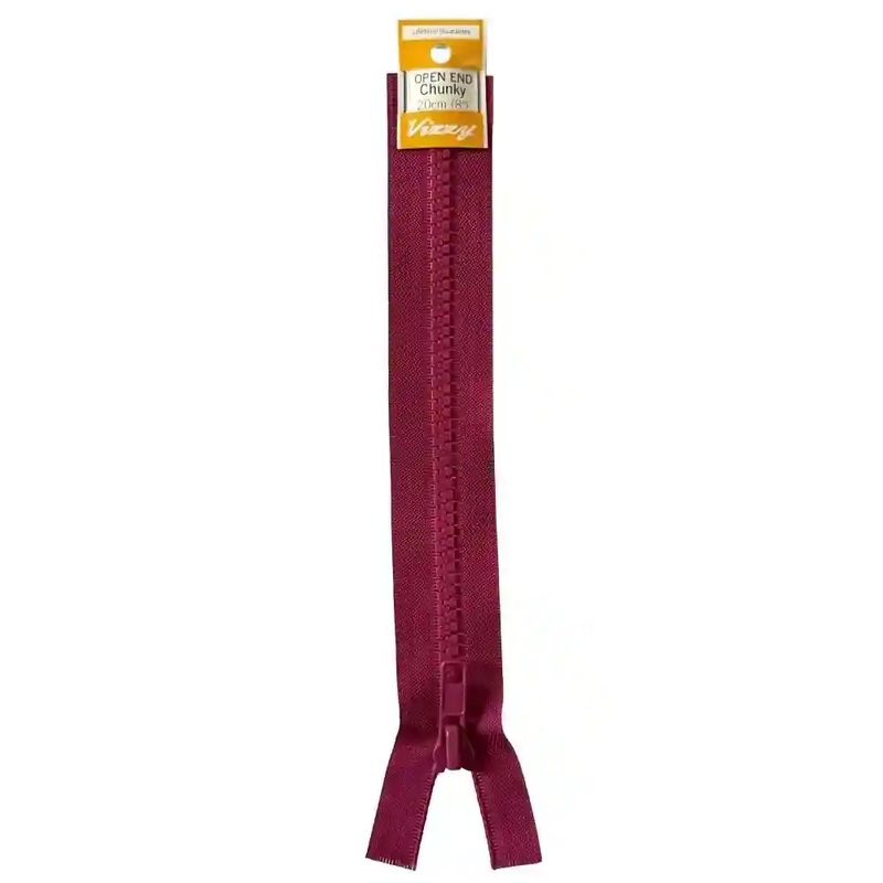 Vizzy Chunky Open End Zip 20cm, Colour 35 CRANBERRY