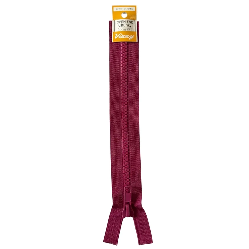 Vizzy Chunky Open End Zip 20cm, Colour 35 CRANBERRY