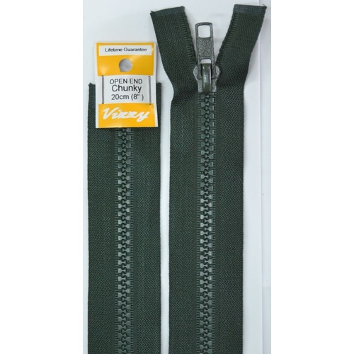 Vizzy Chunky Open End Zip 20cm, Colour 46 HUNTER GREEN