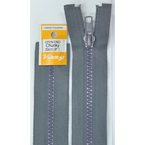 Vizzy Chunky Open End Zip 20cm, Colour 62 GREY