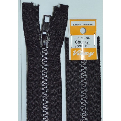 Vizzy Chunky Open End Zip 25cm, Colour 02 BLACK