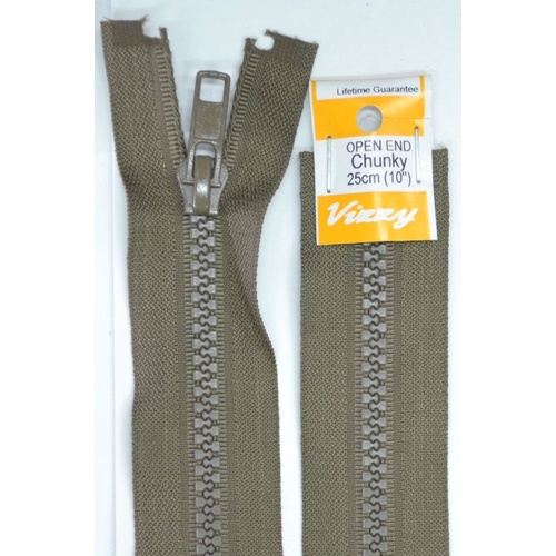 Vizzy Chunky Open End Zip 25cm, Colour 12 CHESTNUT