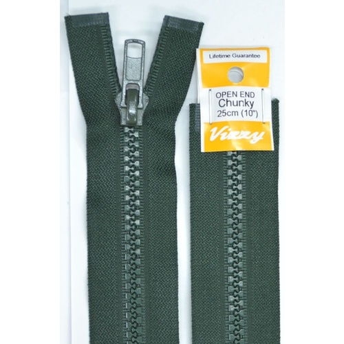 Vizzy Chunky Open End Zip 25cm, Colour 46 HUNTER GREEN