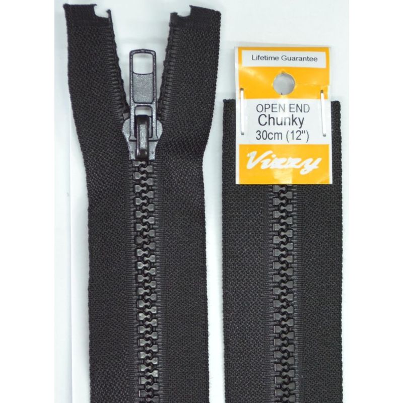 Vizzy Chunky Open End Zip 30cm, #02 BLACK