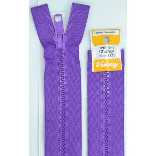 Vizzy Chunky Open End Zip 30cm, Colour 109 PURPLE