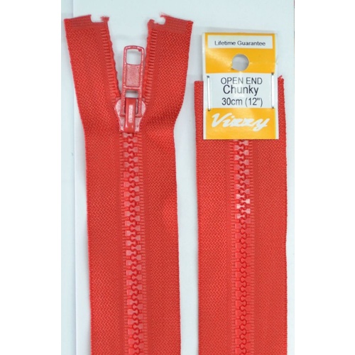 Vizzy Chunky Open End Zip 30cm, Colour 31 RED