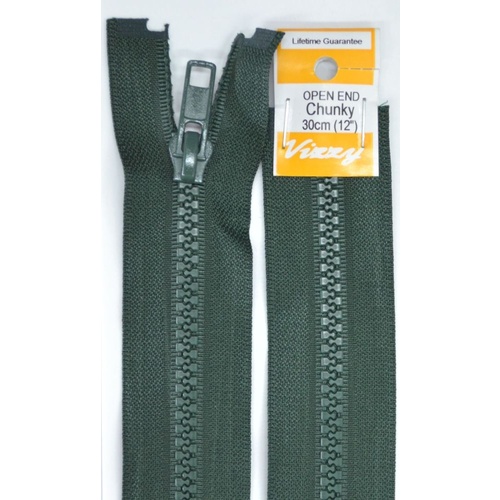 Vizzy Chunky Open End Zip 30cm, Colour 46 HUNTER GREEN