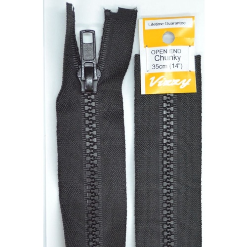 Vizzy Chunky Open End Zip 35cm, Colour 02 BLACK