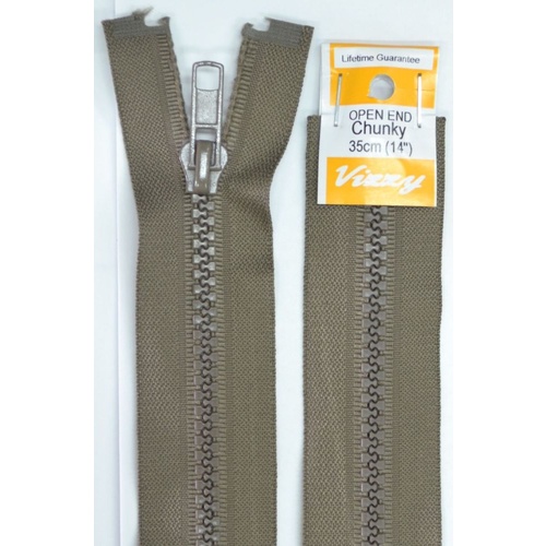 Vizzy Chunky Open End Zip 35cm, Colour 12 CHESTNUT