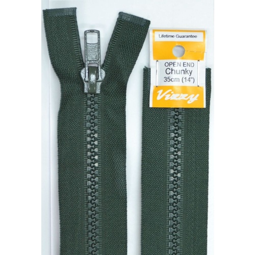 Vizzy Chunky Open End Zip 35cm, Colour 46 HUNTER GREEN