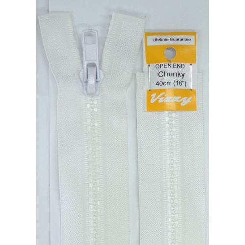 Vizzy Chunky Open End Zip 40cm, Colour 01 WHITE
