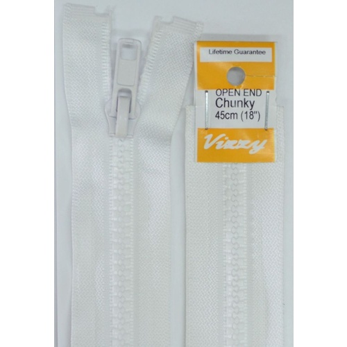 Vizzy Chunky Open End Zip 45cm, Colour 01 WHITE