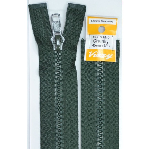 Vizzy Chunky Open End Zip 45cm, Colour 46 HUNTER GREEN