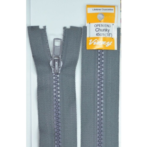 Vizzy Chunky Open End Zip 45cm, Colour 62 GREY