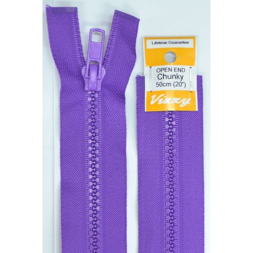 Vizzy Chunky Open End Zip 50cm, Colour 109 PURPLE