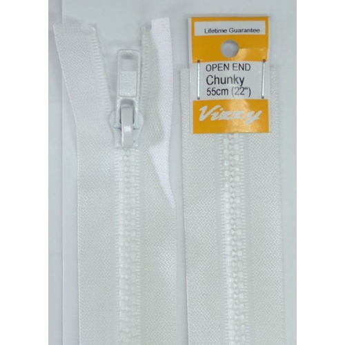 Vizzy Chunky Open End Zip 55cm, Colour 01 WHITE