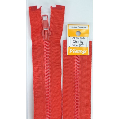 Vizzy Chunky Open End Zip 55cm, Colour 31 RED