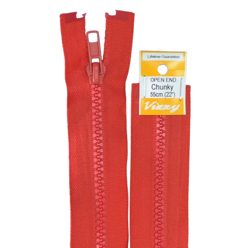 Vizzy Chunky Open End Zip 55cm, Colour 31 RED