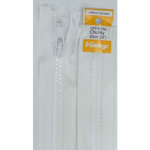 Vizzy Chunky Open End Zip 60cm, Colour 01 WHITE