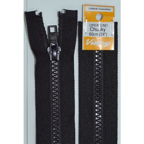 Vizzy Chunky Open End Zip 60cm, Colour 02 BLACK