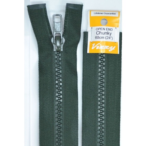 Vizzy Chunky Open End Zip 60cm, Colour 46 HUNTER GREEN