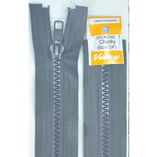 Vizzy Chunky Open End Zip 60cm, Colour 62 GREY
