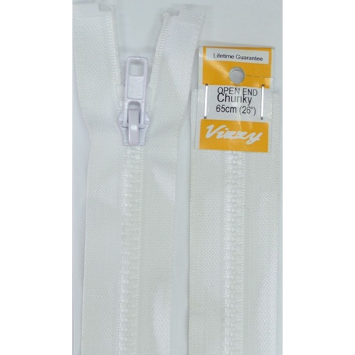 Vizzy Chunky Open End Zip 65cm, Colour 01 WHITE