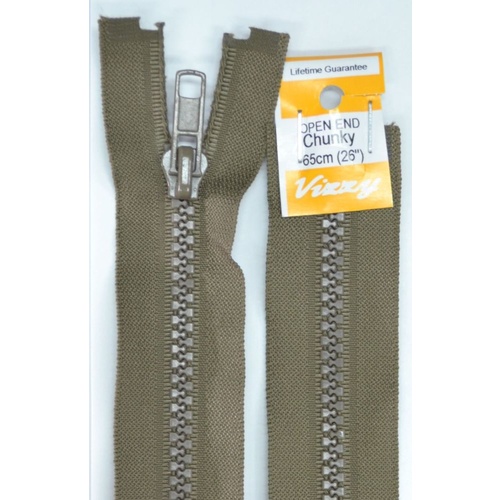 Vizzy Chunky Open End Zip 65cm, Colour 12 CHESTNUT