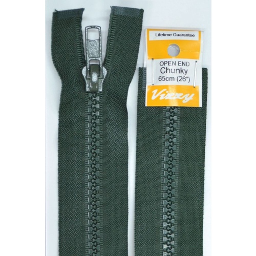 Vizzy Chunky Open End Zip 65cm, Colour 46 HUNTER GREEN