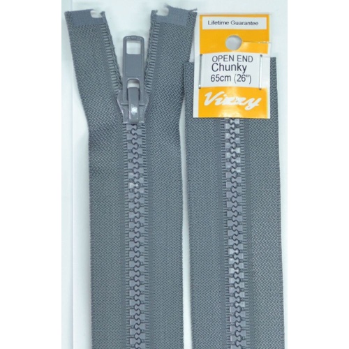 Vizzy Chunky Open End Zip 65cm, Colour 62 GREY