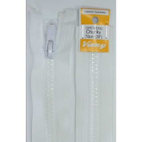 Vizzy Chunky Open End Zip 70cm, Colour 01 WHITE