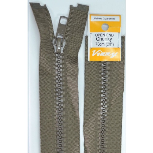 Vizzy Chunky Open End Zip 70cm, Colour 12 CHESTNUT
