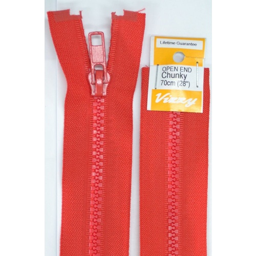 Vizzy Chunky Open End Zip 70cm, Colour 31 RED
