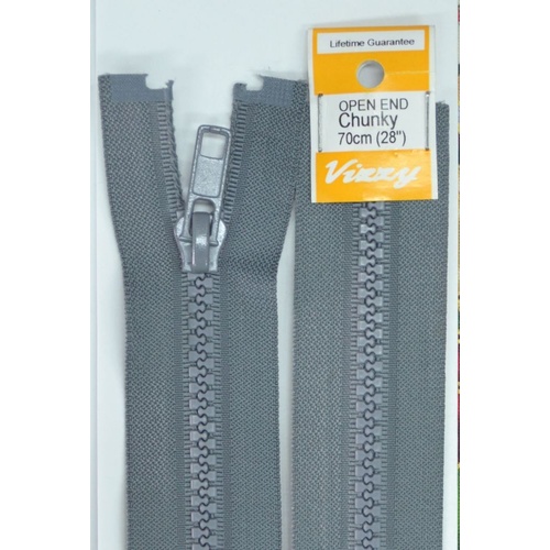 Vizzy Chunky Open End Zip 70cm, Colour 62 GREY