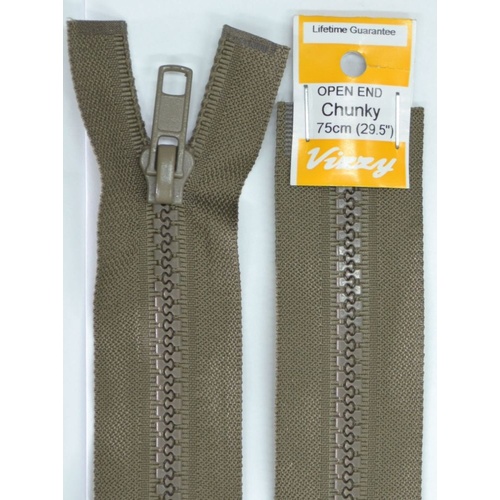 Vizzy Chunky Open End Zip 75cm, Colour 12 CHESTNUT