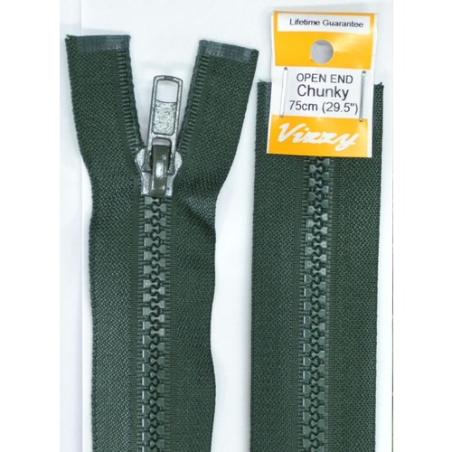 Vizzy Chunky Open End Zip 75cm, Colour 46 HUNTER GREEN