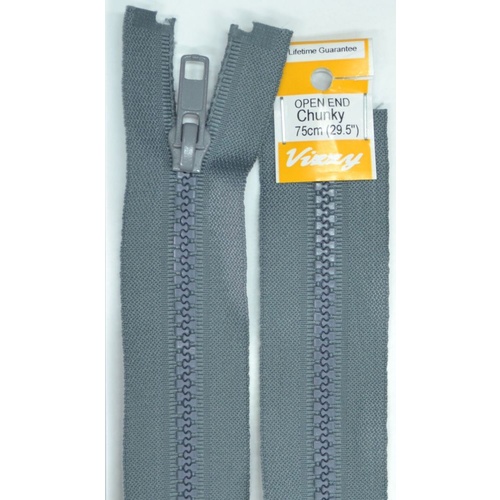 Vizzy Chunky Open End Zip 75cm, Colour 62 GREY