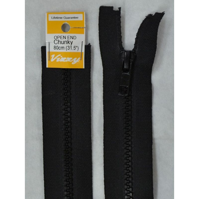 Vizzy Chunky Open End Zip 80cm, Colour 02 BLACK