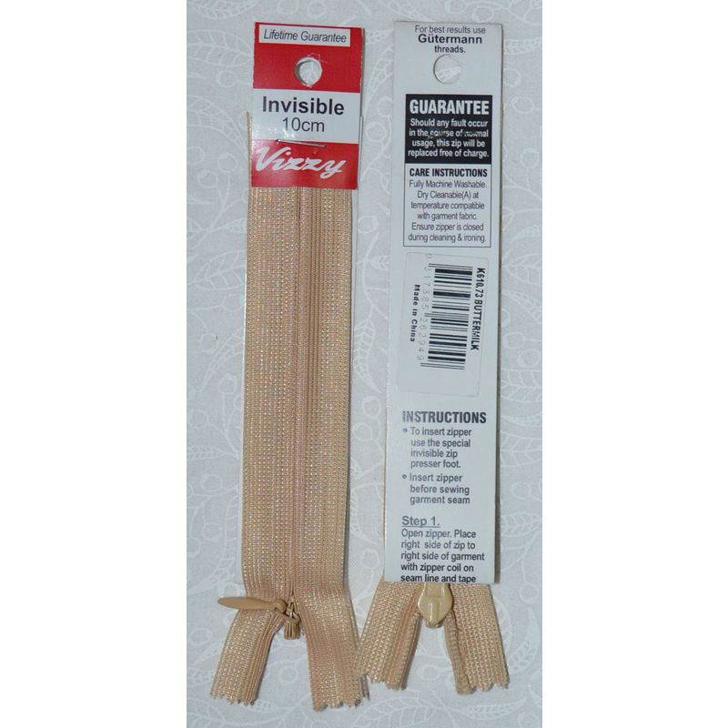 Vizzy Invisible Zip 10cm, Colour 73 BUTTERMILK