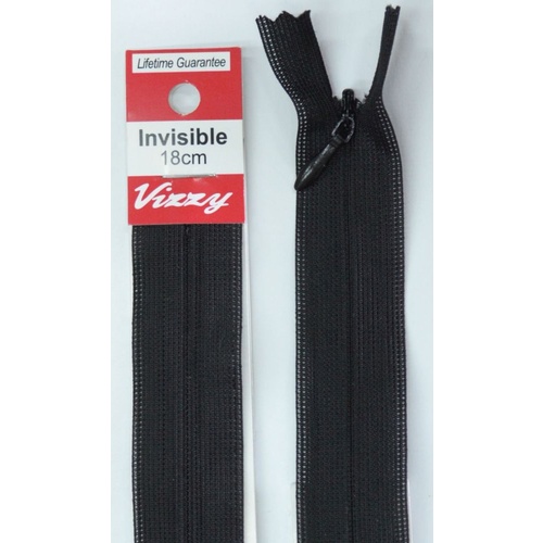 Vizzy Invisible Zip 18cm, Colour 02 BLACK