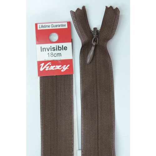 Vizzy Invisible Zip 18cm, Colour 14 BROWN